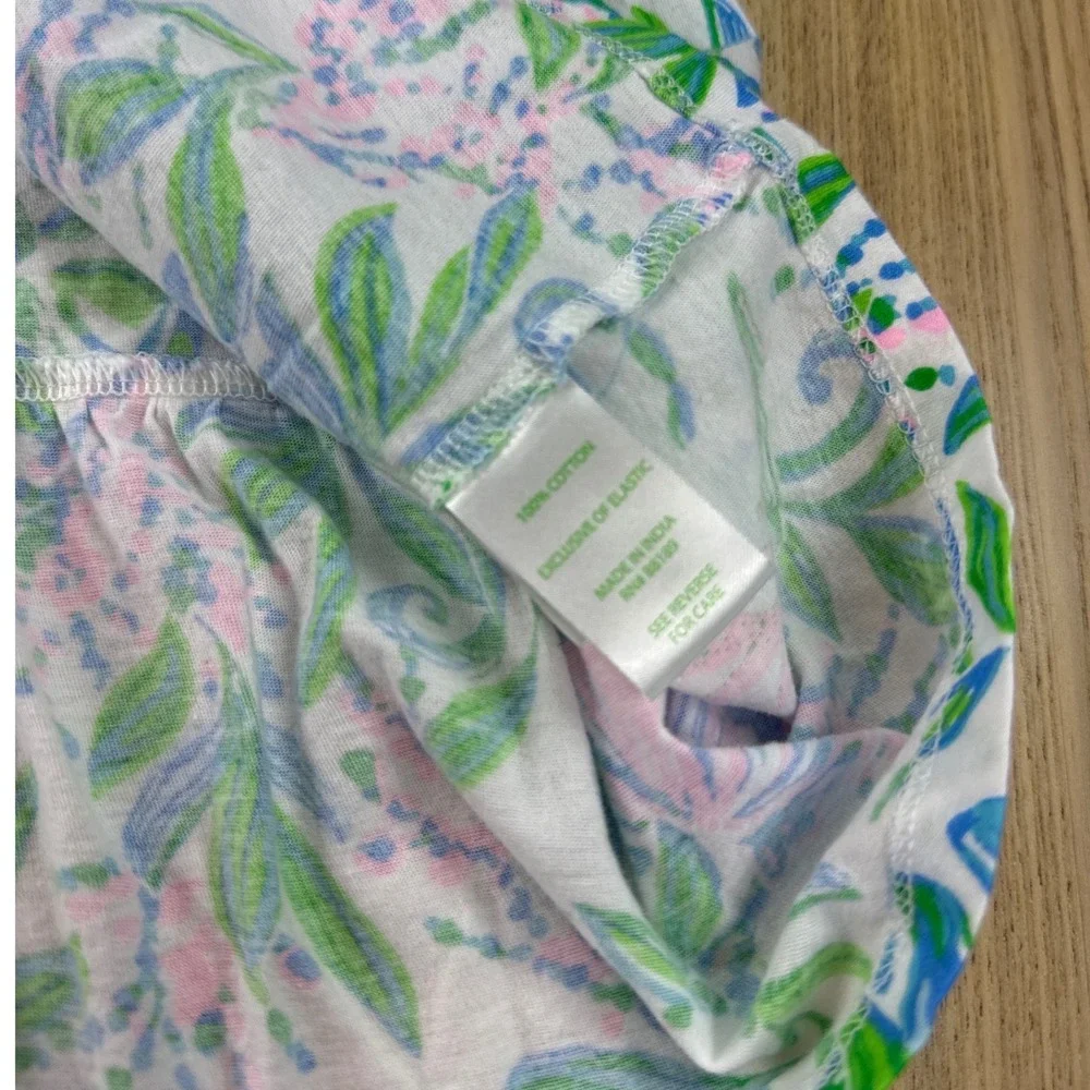 Lilly Pulitzer Girls Floral Smocked Dress Pink Blue‎ Green Size Large L